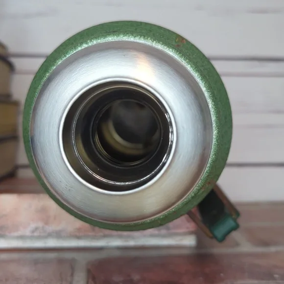 Original Vintage 80's Aladdin STANLEY Olive Green Crackle Vacuum Thermos 32 oz.‎ - Picture 14 of 15